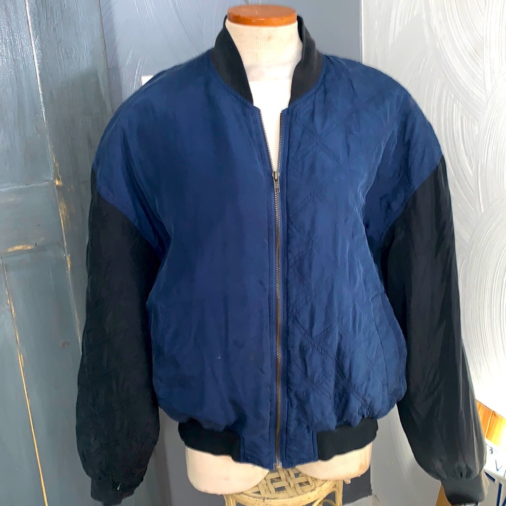 💯 SILK shell VINTAGE ‘89 Bugle Boy BOMBER jacket Sz L